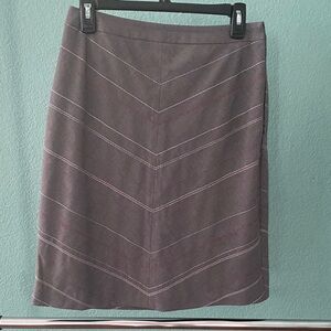 Ann Taylor Chevron A-Line Pencil Skirt Sz 4 Charcoal Wine 22” Lined Elegant